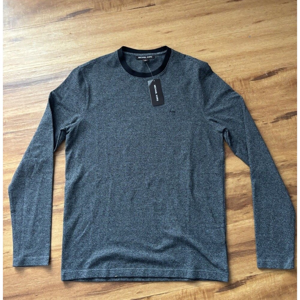 NWT Michael Kors Men’s Grey Heathered Crewneck Long Sleeve Size Small Preppy